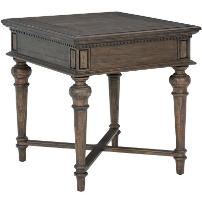 Beige Rectangular Wood End Table with Storage Drawer