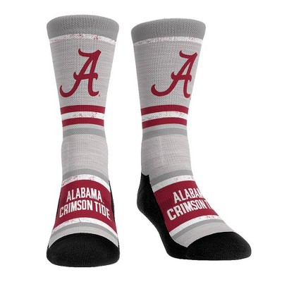 NCAA Alabama Crimson Tide Adult Cool Gray Block Crew Socks - L/XL