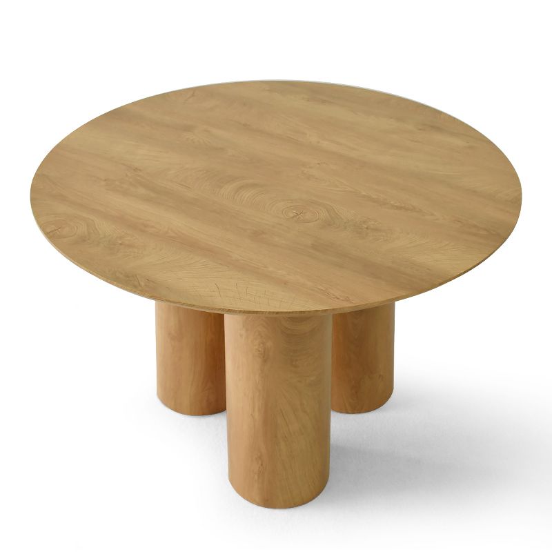 Athens 45'' Circular Table Top Architectural Design Rich Grain Manufactured Wood With 3 Legs Pedestal Round Dining Table- The Pop Maison, 5 of 9