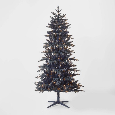 6ft Pre-Lit Dark Blue Glittered Balsam Fir Artificial Christmas Tree Clear Lights - Wondershop™