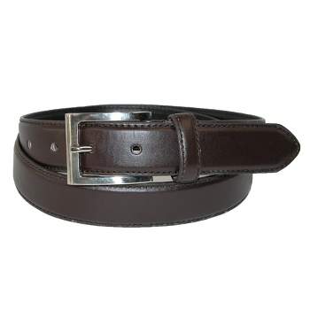 CTM Men's Leather 1 1/8 Inch Basic Dress Belt with Silver Buckle