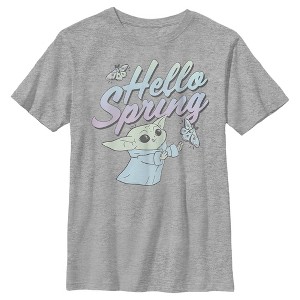 Boy's Star Wars The Mandalorian Grogu Hello Spring T-Shirt - 1 of 4