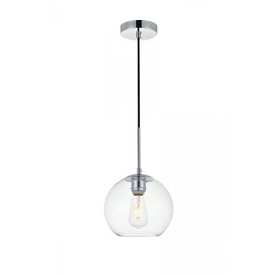 Elegant Lighting Baxter 1 Light Chrome Pendant With Clear Glass