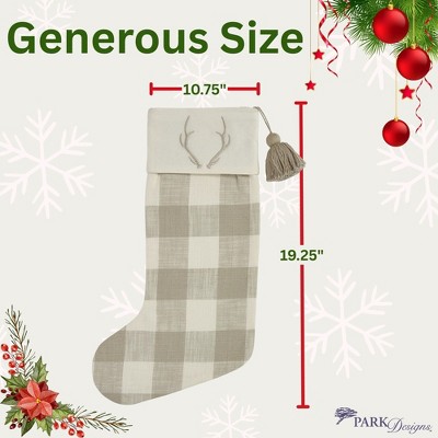 Eva & Co Signature Antler Check Christmas Stocking