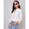 Coolmee Womens Blouses Dressy Casual Business Tops Roll Up 3/4 Sleeve V Neck Work Office Shirts - 2 of 4