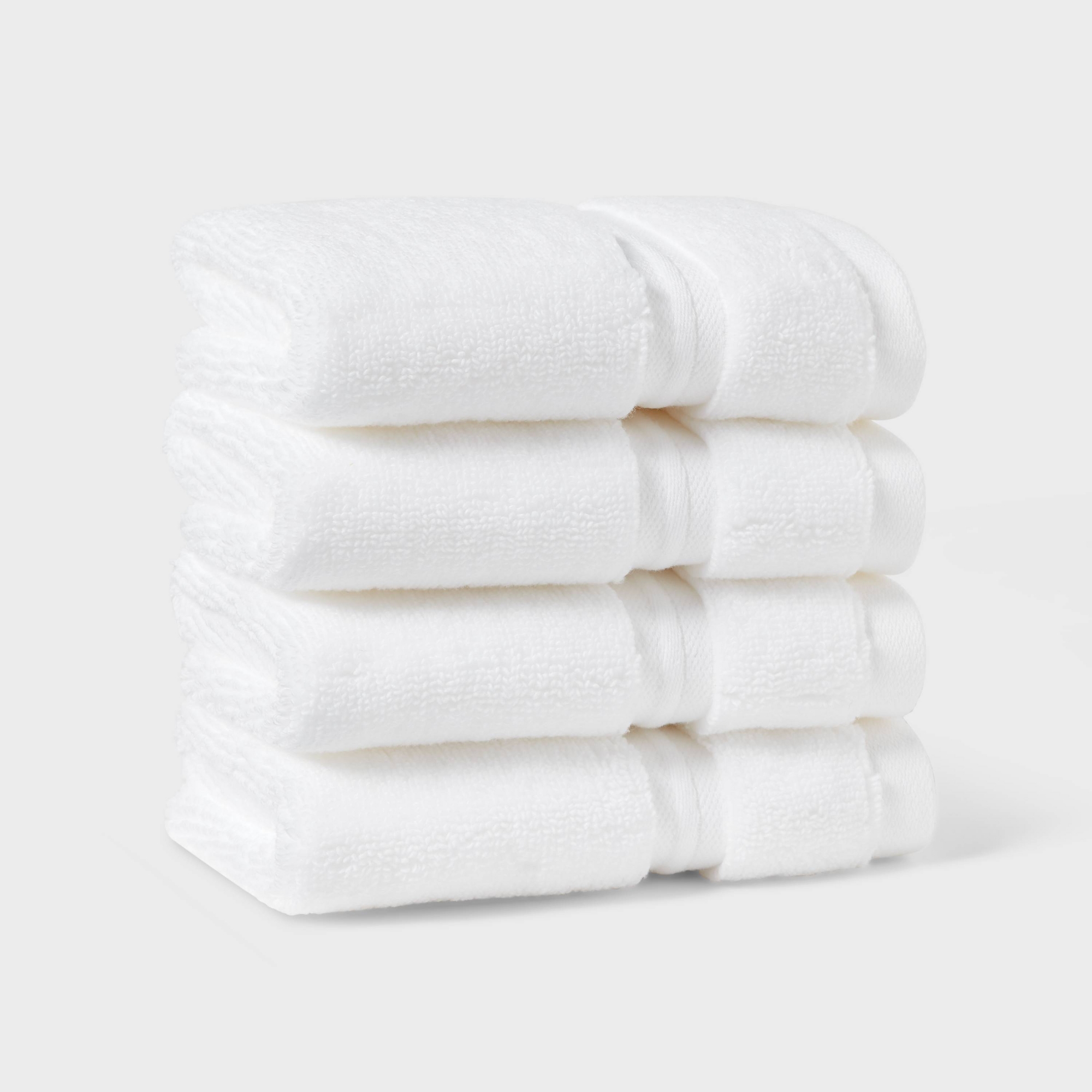 4pk Spa Plush Washcloth Set White - Threshold™