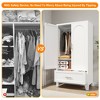 60" Metal Armoire Wardrobe Closet with 1 Drawer, Freestanding Arched 2-Door Tall Clothing Storage with Adjustable Shelves - 3 of 4