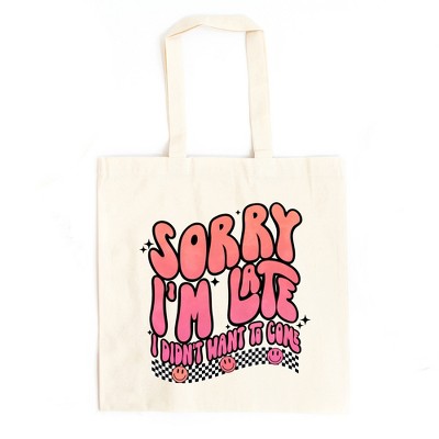 City Creek Prints Didn't Want To Come Checkered Canvas Tote Bag - 15x16 - Natural