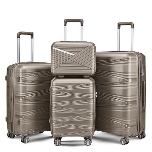Lyngins 14/20/24/28 Inch 4PCs Hardside Luggage Sets with TSA Lock,Spinner Wheels,Carry on Luggage,Expanable Lightweight Family Suitcases - 1 of 4