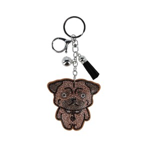 CTM Women's Glitter Business Pug with Tassel Bag Charm - 1 of 2