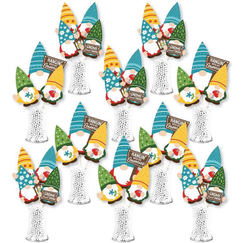 Big Dot of Happiness Garden Gnomes - Forest Gnome Party Centerpiece Sticks - Showstopper Table Toppers - 35 Pieces, 1 of 8