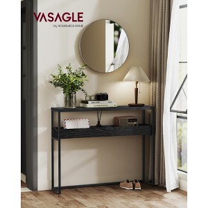 2-Tier Narrow Console Table, 39.4 Inch Entryway Table with Semi-Open Compartments & Adjustable Feet, for Hallway Living Room, Ebony Black - 1 of 4