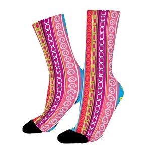 Colorful Retro Stripes Boho Women Printed Crew Socks Funny Funky Socks Soft Polyester Novelty Gifts for Artists Men - 1 of 1