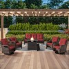6 Pieces Wicker Patio Furniture Set with Propane Fire Pit Table, All Weather Wicker Patio Set with Square Fire Pit Table and Swivel Patio Chair - 2 of 4