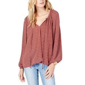 Michael Kors Womens Garden Bud Peasant Blouse, Orange, X-Small - 1 of 1