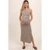 PinkBlush Beige Striped Knit Fitted Sleeveless Maternity Maxi Dress - 2 of 4