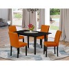 HomeStock 5-Pc Black Finish Solid Wood Top-Rectangular Upholstered Dining Room Set with Butterfly Leaf-Seats 4 - 2 of 4