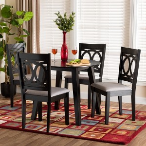 Baxton Studio Louisa Modern Grey Fabric and Dark Brown Finished Wood 5-Piece Dining Set - 1 of 4