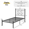 Infans Twin Size Metal Platform Bed Frame Vintage Headboard Mattress Foundation Black - 2 of 4