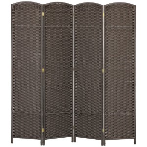 Aghana Digitals 4-Panel Privacy Screen with Arched Pine Frame, Polypropylene Weave & Metal Hinges - - 1 of 4