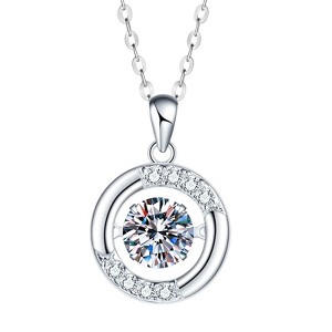 Moissanite Necklace for Women, 1 Carat Moissanite Halo Pendant Necklace for Wife, Mom Anniversary Jewelry Gifts - 1 of 4
