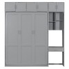 Full/Queen Size Wall Murphy Bed Space Saving Foldable Bed with Desk, Top Cabinet and Storage Shelves, White/Gray-ModernLuxe - 4 of 4