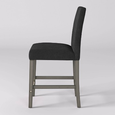 Laura Dark Gray Upholstered Counter Height Barstool with Wood Legs