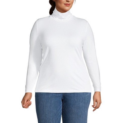 Lands End Women s Plus Size Lightweight Fitted Long Sleeve Turtleneck White 3x Target