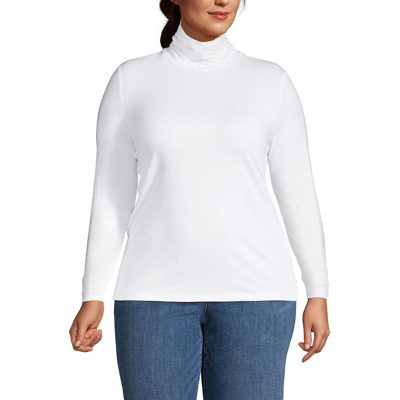 Lands' End Women's Lightweight Jersey Fitted Turtleneck, 1 of 5