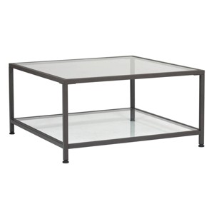 30" Camber Modern Square Coffee Table with Clear Glass Pewter - Studio Designs Home: Metal Frame, Rectangle Shape - 1 of 4