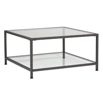 30" Camber Modern Square Coffee Table with Clear Glass Pewter - Studio Designs Home