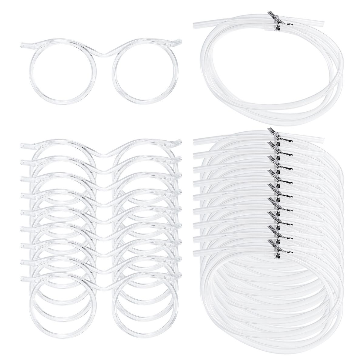 Unique Bargains Reusable Plastic Creative Eyeglasses Straws for Fun Party 16 Pcs