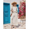 Ekouaer Lounge Set for Women Travel Outfits 2 Piece Sets Short Sleeve Sweater Top Wide Leg Long Pants Loungewear - 4 of 4