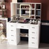 Hitow White 3 Mirrored Dresser with Lighting and Storage Drawers Carved Handles - 2 of 4