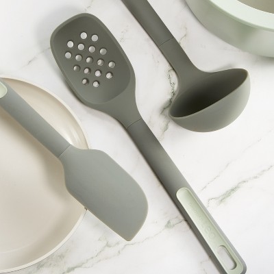 Gray Silicone and Nylon 3-Piece Cooking Utensil Set