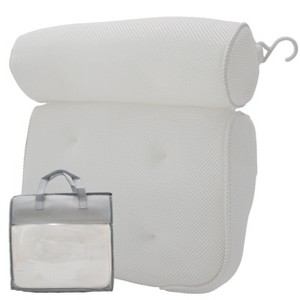 5 Star Super Deals Bath Pillow for Tub – Ergonomic Dual-Roll Headrest with Breathable 3D/4D Mesh, 6 Suction Cups, Machine Washable, Hook & Carry Bag - 1 of 4