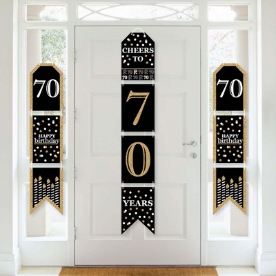 Big Dot of Happiness Adult 70th Birthday - Gold - Hanging Vertical Paper Door Banners - Birthday Party Wall Decoration Kit - Indoor Door Decor