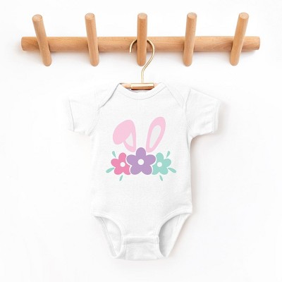 The Juniper Shop Bunny Ears With Flowers Baby Bodysuit