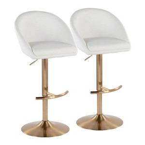 LumiSource Set of 2 Matisse Highback Adjustable Barstools PU - 1 of 4