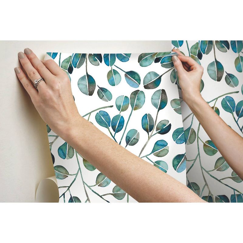 RoomMates Cat Coquillette Eucalyptus Peel and Stick Wallpaper Teal, 3 of 9