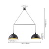 Rennnsan Esthira 54"W 2-Light Unique Statement Dome Linear Modern Dimmable Kitchen Island Pendant in Black - 3 of 4
