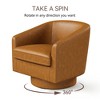 Dyonery Swivel Barrel Accent Chair, Modern Faux Leather Upholstered Armchair, 360¡ã Comfy Reading Chair for Living Room & Bedroom, Fully Assembled - 3 of 4