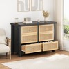 Molysoul Rattan Dresser with 6 Drawers - 47'' Large Drawers with Metal Handle, Bedroom Dresser for Living Room, Entryway, Hallway (Black and Oak) - 2 of 4