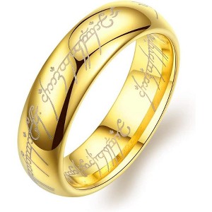 14K Gold Plated Stainless Steel Men's Ring - Classic Comfort Fit Band - 1 of 4