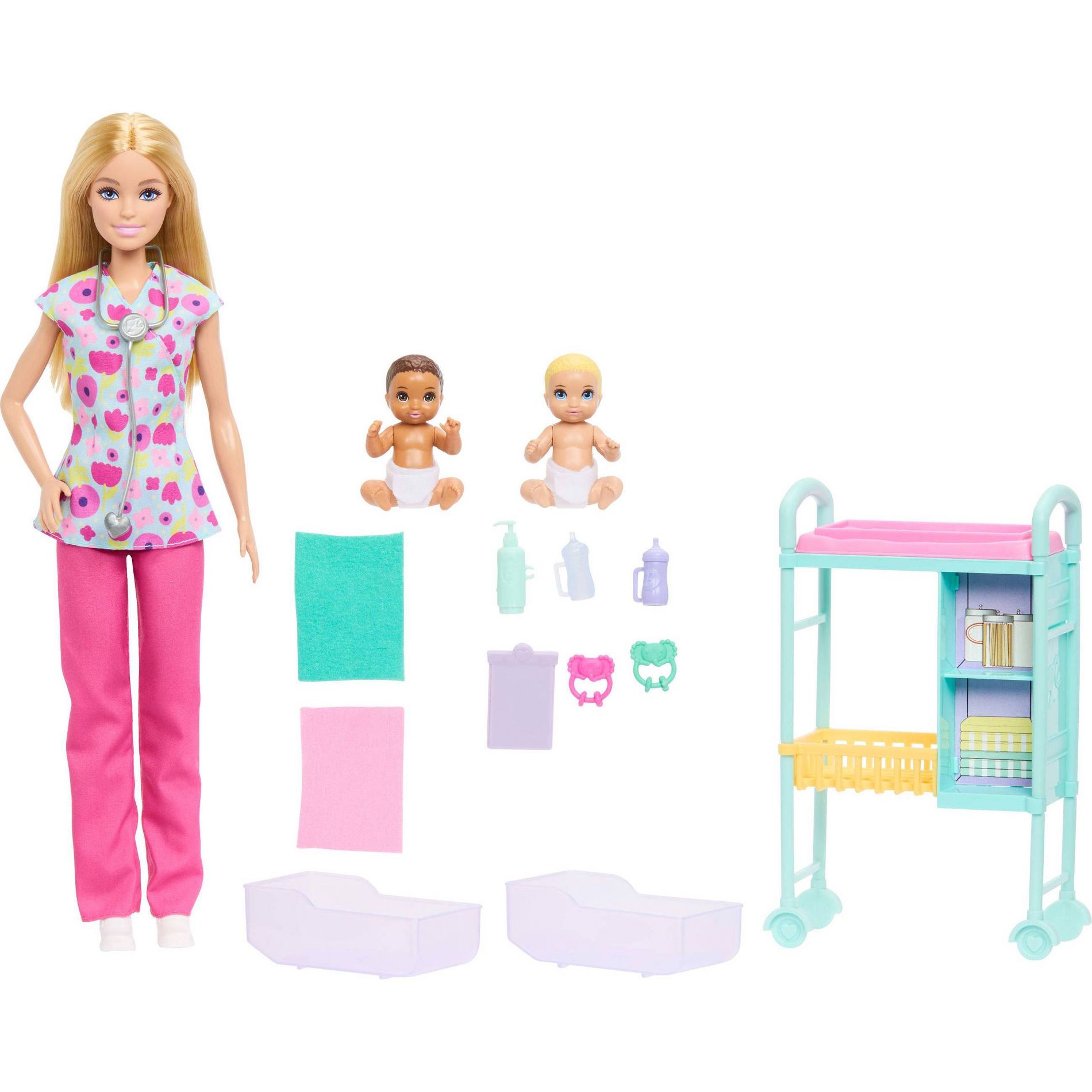 Barbie Careers Baby Doctor Playset with Blonde Fashion Doll, 2 Baby Dolls, Exam Table & Accessories