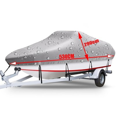 17Ft Gray Heavy Duty Waterproof Oxford Cloth Boat Cover with Storage Bag