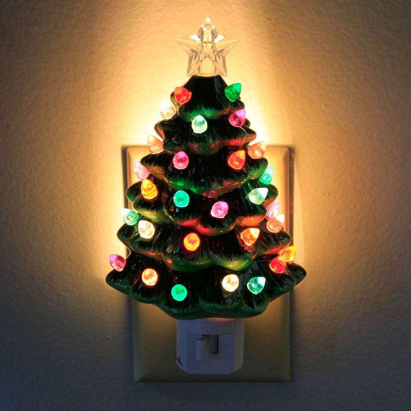 6.75 In Vintage Tree Night Light Christmas Green Star Plug-In Nightlights, 2 of 4