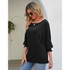 Womens Shirt Round Neck Puff Sleeve Tops 2025 Summer Loose Balloon Sleeve Work Office Blouse for Women - 3 of 4
