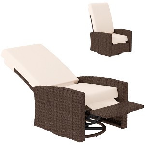 Outsunny Patio PE Rattan Wicker Recliner Chair with 360° Swivel, Soft Cushion, Lounge Chair for Patio, Garden, Backyard - 1 of 4