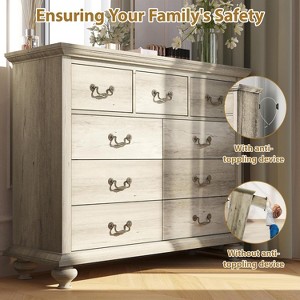 9 Drawers Dresser for Bedroom, Wooden Chest of Drawer with Large Drawers & Metal Handles - 1 of 4